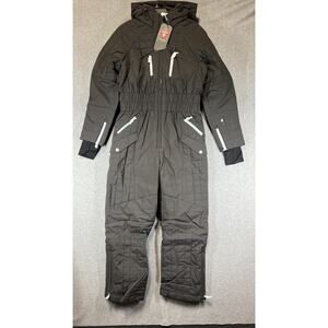 Free People Movement All Prepped Ski Suit Size Large Black Hooded Primloft